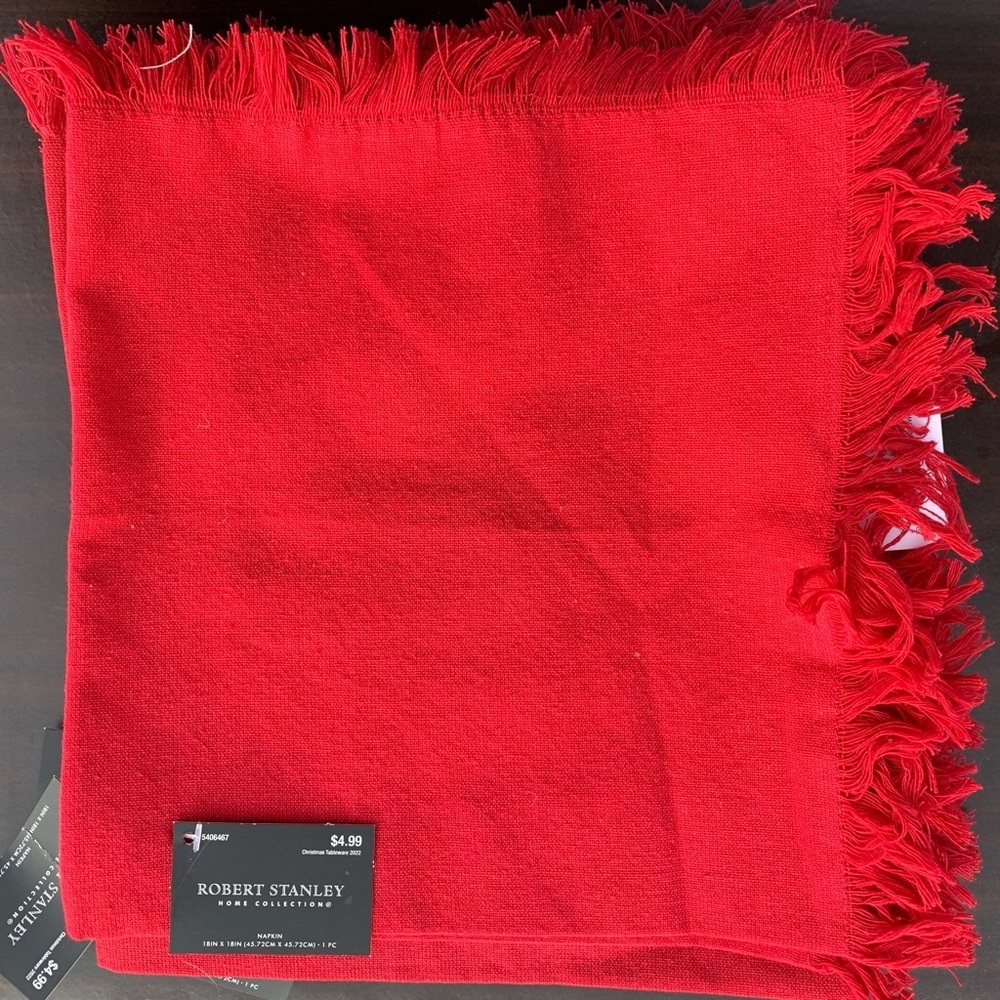 NWT 6 Red 18”x18” Cotton Cloth Napkins With Fringe Robert Stanley